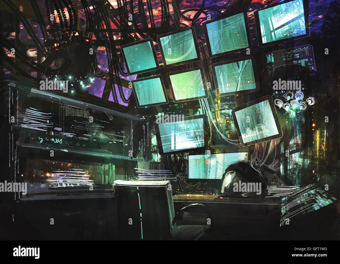 Sci-Fi-kreative Arbeitsbereich, digitale Malerei, illustration Stockfoto
