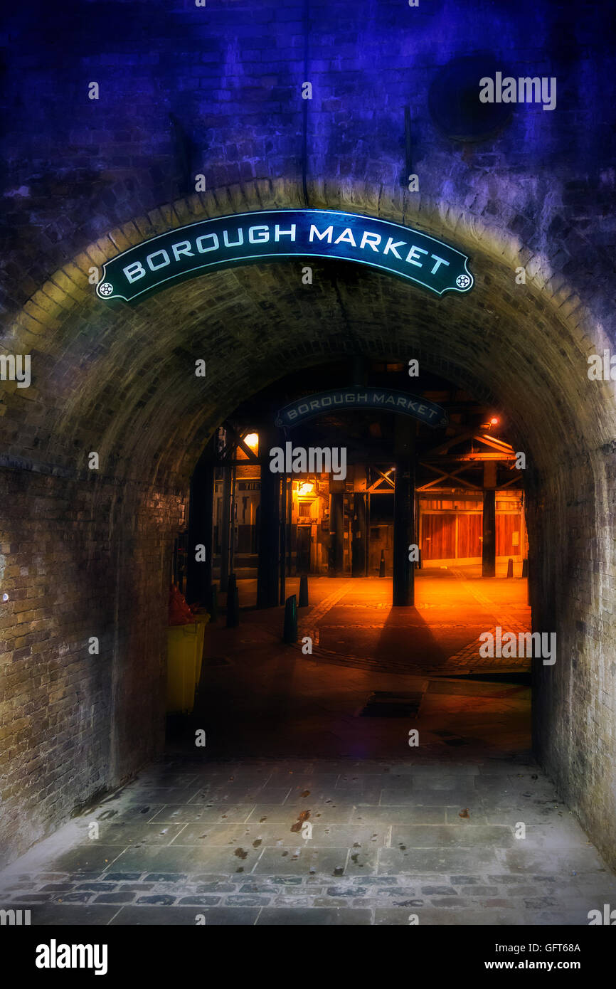 Borough Market Night Time frühe Morgenstunden Southwark London England UK Stockfoto