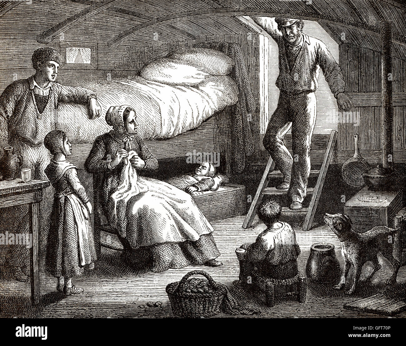 Kabine ein Inland-Binnenschiffahrt, 19. Jahrhundert Stockfoto