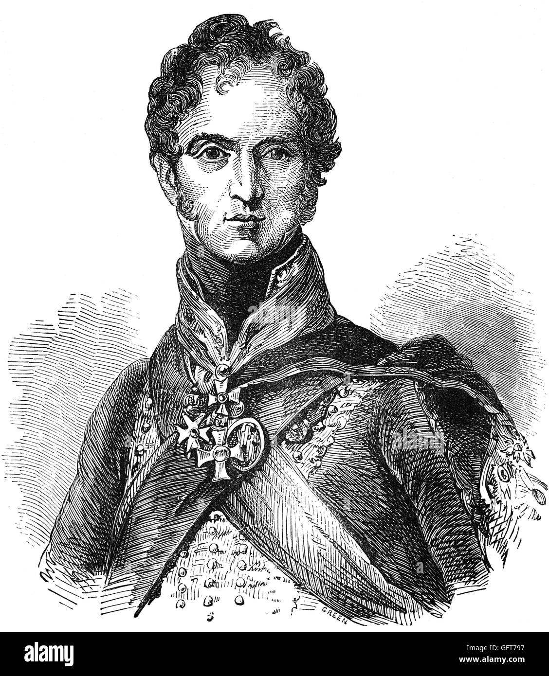 Field Marshal Lord Paget, 1. Marquess of Anglesey war (1768 – 1854), ein britischer Offizier und Politiker. Er kämpfte in der Schlacht bei Waterloo als er die Ladung der britischen schweren Kavallerie führte, die Teil der französischen Armee weitergeleitet. Seine späteren Unterstützung des Verfahrens gegen die Königin Caroline, behauptet ihre Untreue, machte ihn eine Zeitlang unbeliebt. Stockfoto