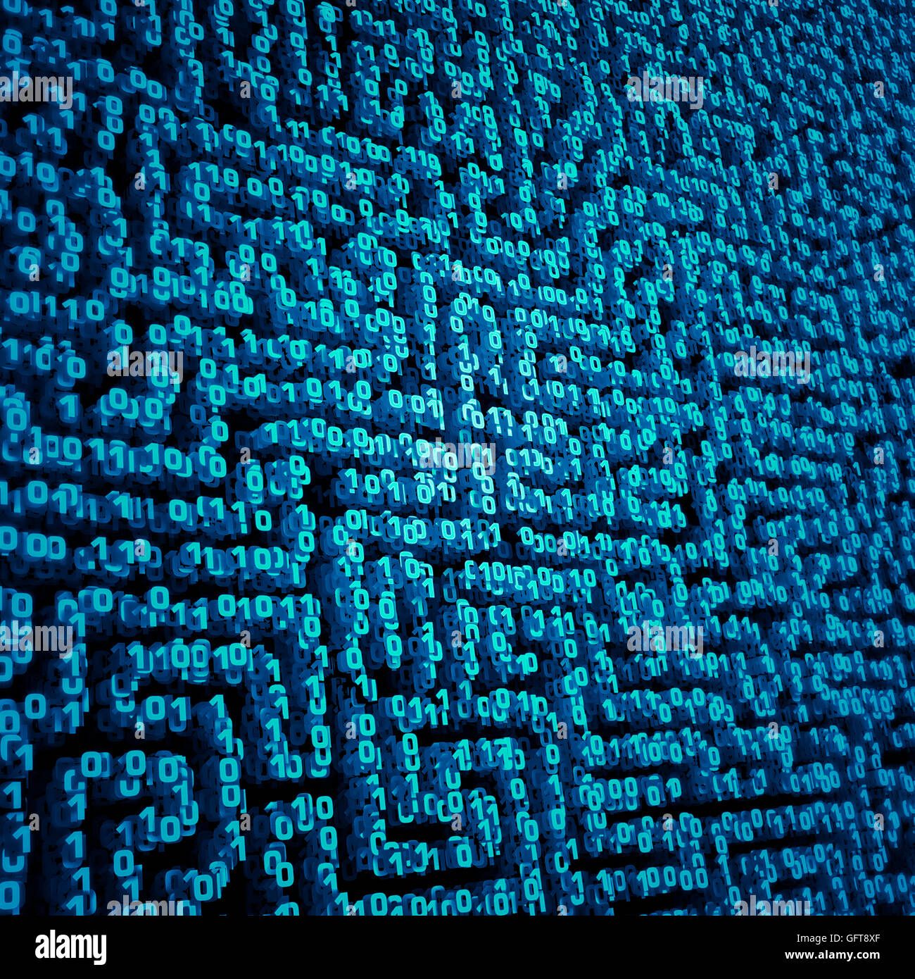 Binärdaten Labyrinth / 3D-Illustration binäre Nullen und Einsen bilden dreidimensionale Labyrinth Stockfoto