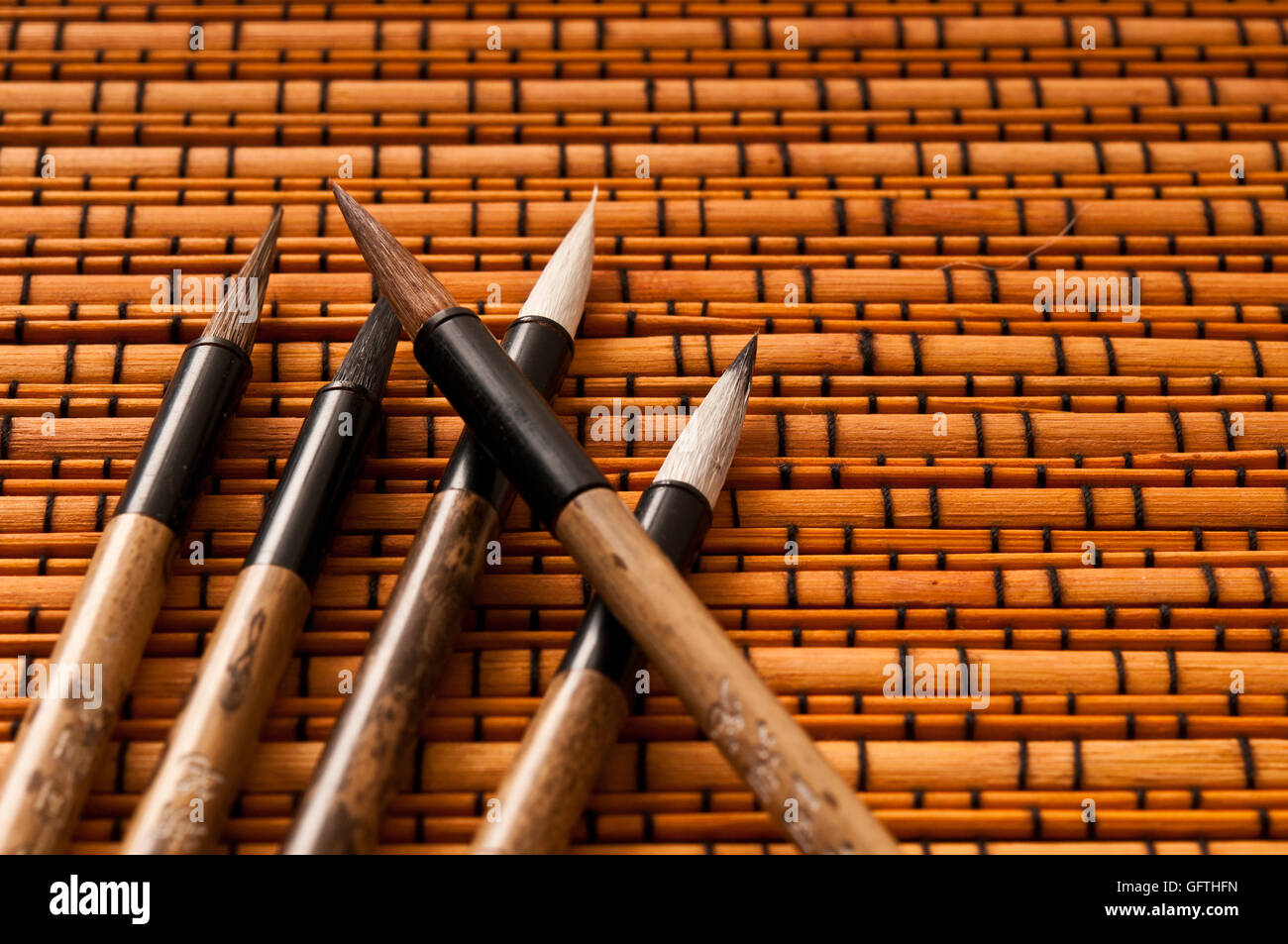Bürsten für chinesische Kalligraphie-Set Stockfoto