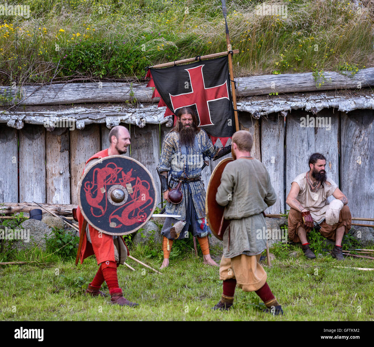 Viking Battle, Moesgaard, Århus, Dänemark Stockfoto