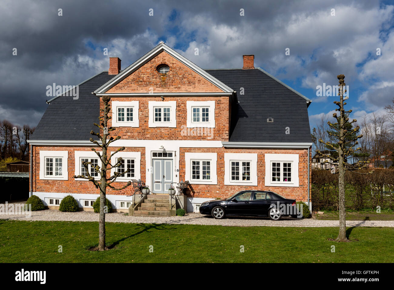 Typische alte Dänische brick House, Hillerød, Dänemark Stockfoto