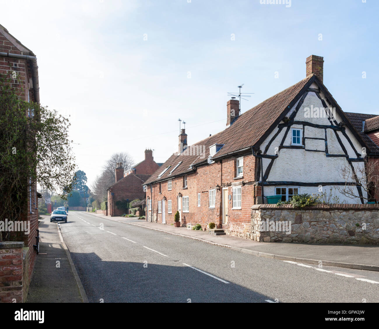 Die Hauptstraße des Dorfes Hoton, Leicestershire, England, Großbritannien Stockfoto