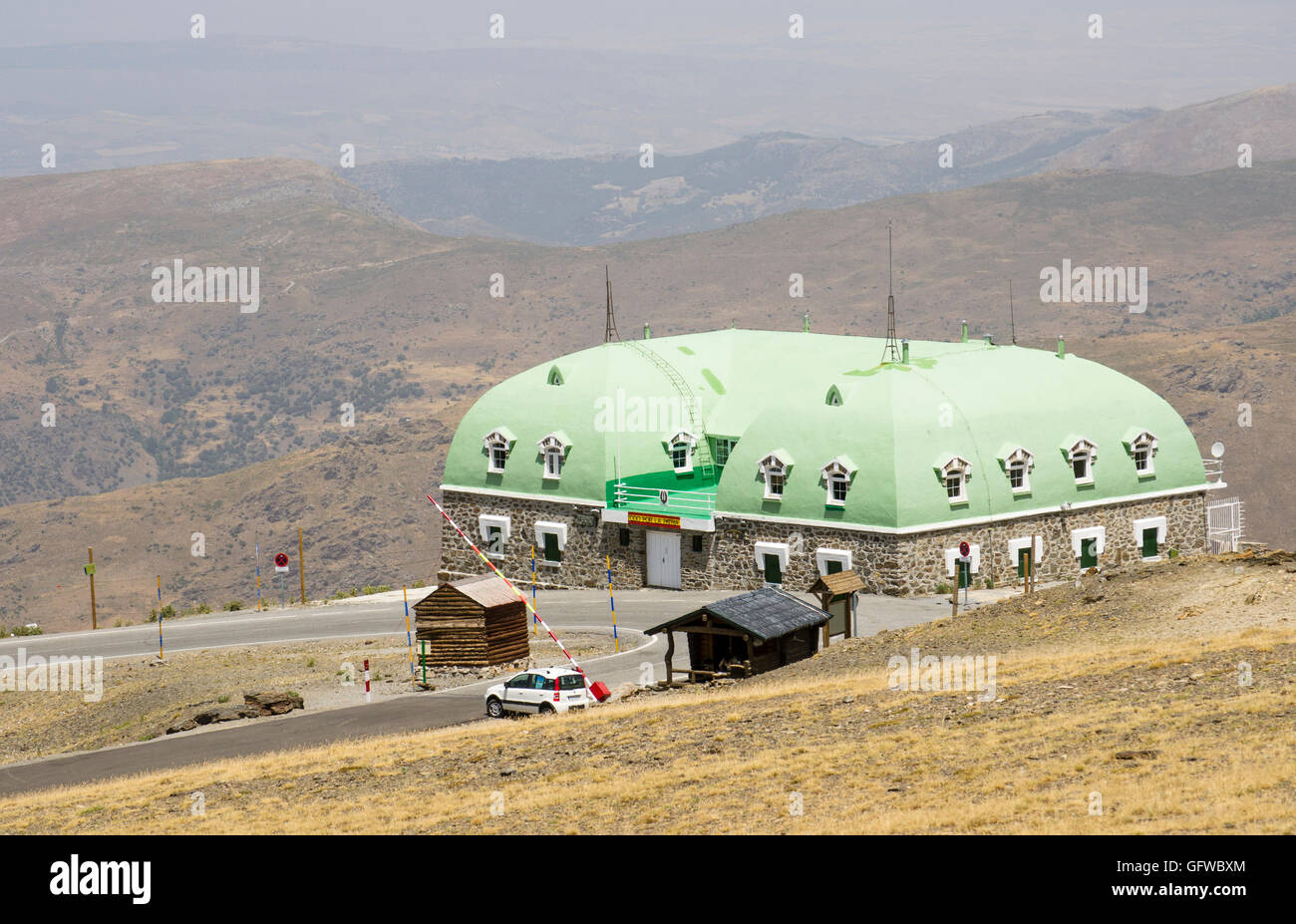 Military Base Zuflucht, Capitan Cobo, Gebäude in Sierra Nevada, Andalusien, Spanien. Stockfoto