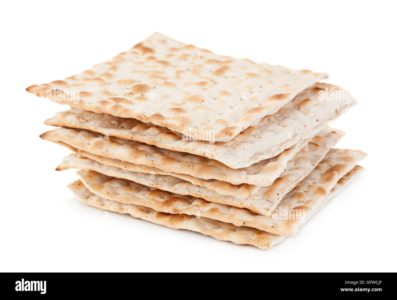 Matzo traditionelle jüdische Brot isoliert auf weiss Stockfoto