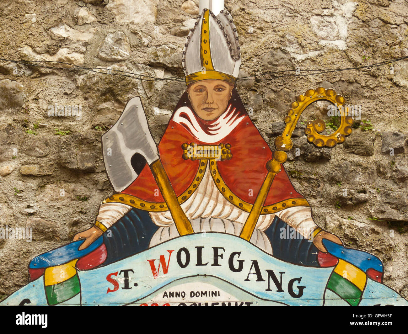 Handel mit Zeichen, St. Wolfgang, Österreich Stockfoto