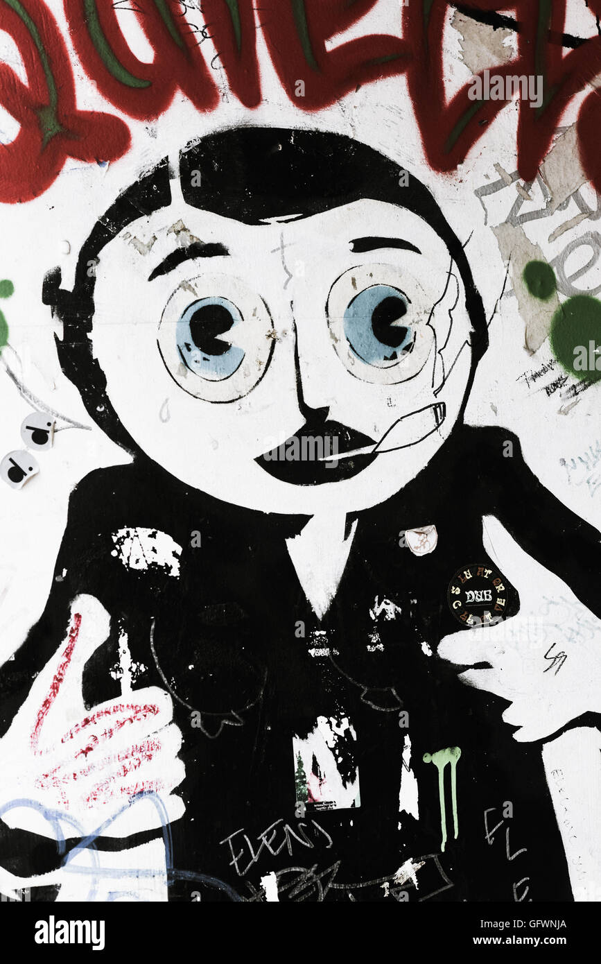 Frank Sidebottom Kunstwerk. Northern Quarter. Manchester. Stockfoto