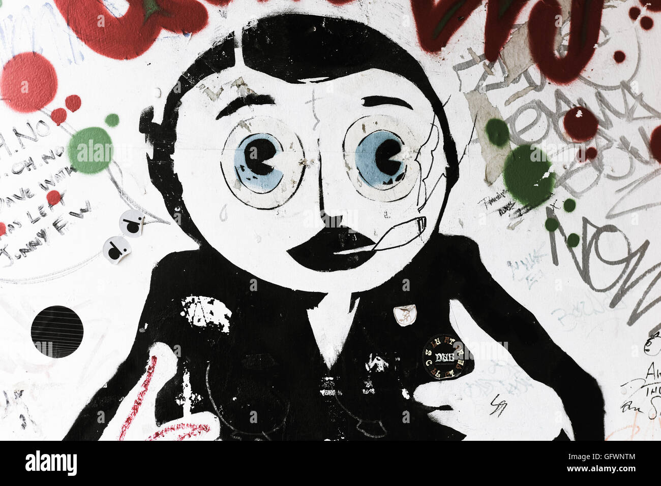 Frank Sidebottom Kunstwerk. Northern Quarter. Manchester. Stockfoto
