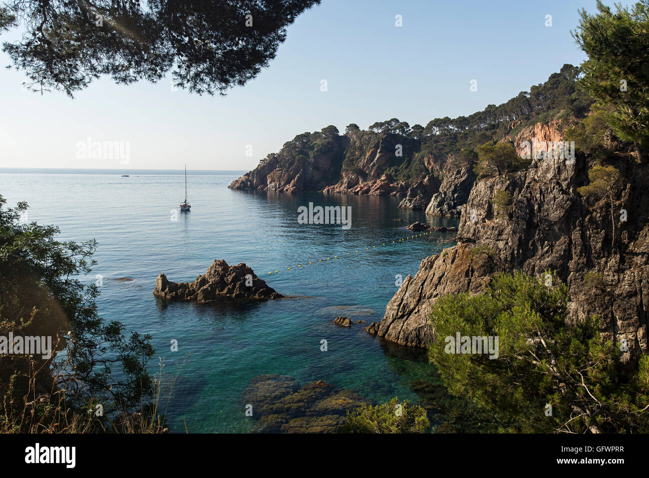 Versteckten Strand in Calella de Palafrugell, Costa Brava. Stockfoto