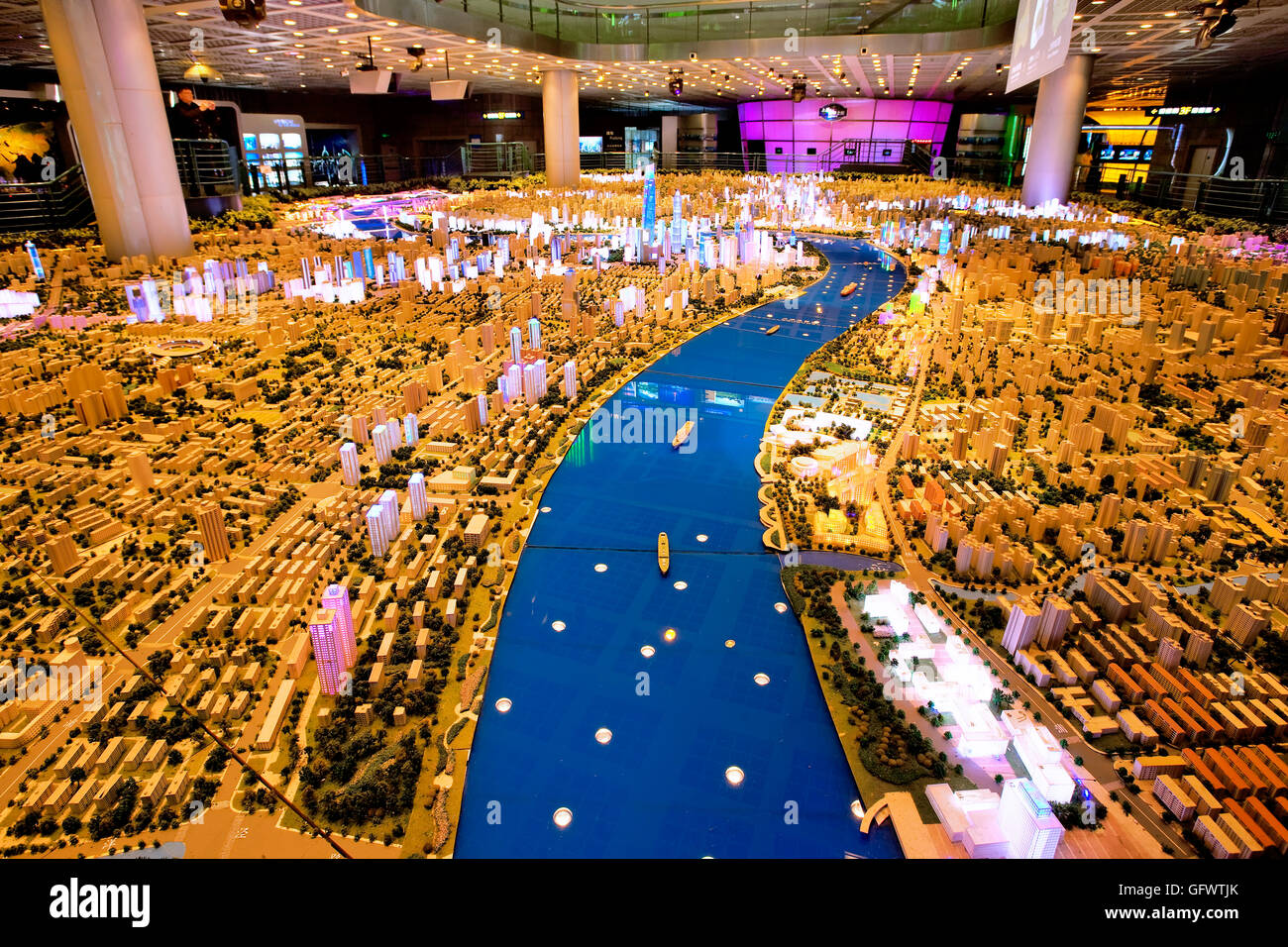 Modell im Maßstab von Shanghai an der Shanghai Urban Planning Exhibition Center, China Stockfoto