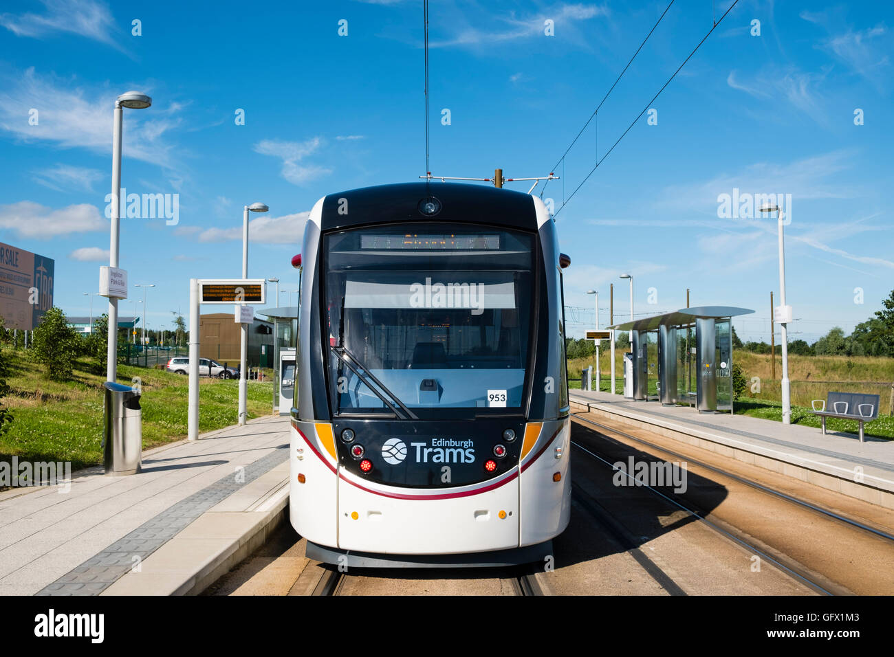 Moderne Straßenbahn in Edinburgh, Schottland, Vereinigtes Königreich Stockfoto