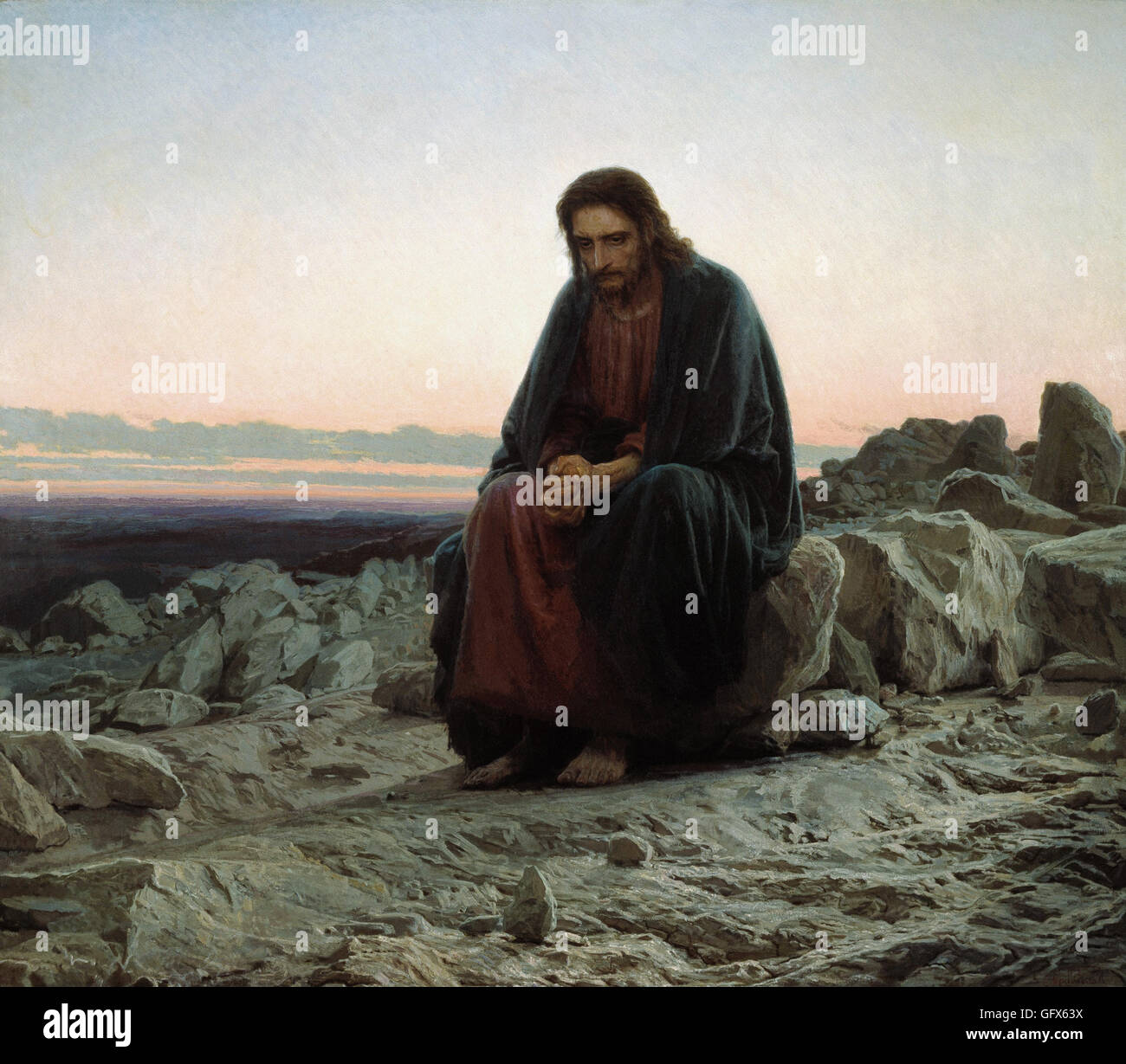 Christus in der Wüste - Ivan Kramskoi Stockfoto
