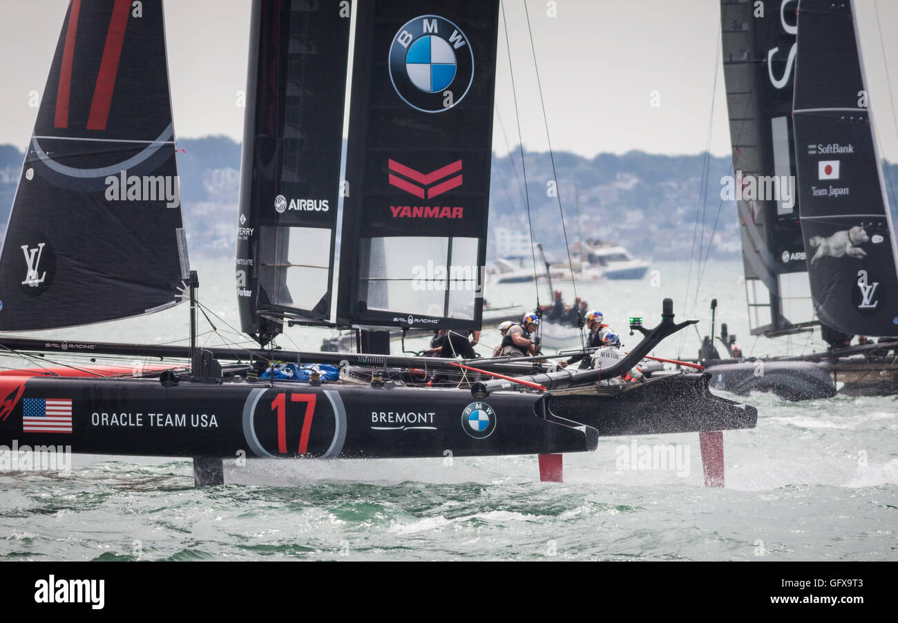 Segeln auf der 2016 America Cup World Series in Portsmouth, Großbritannien Stockfoto