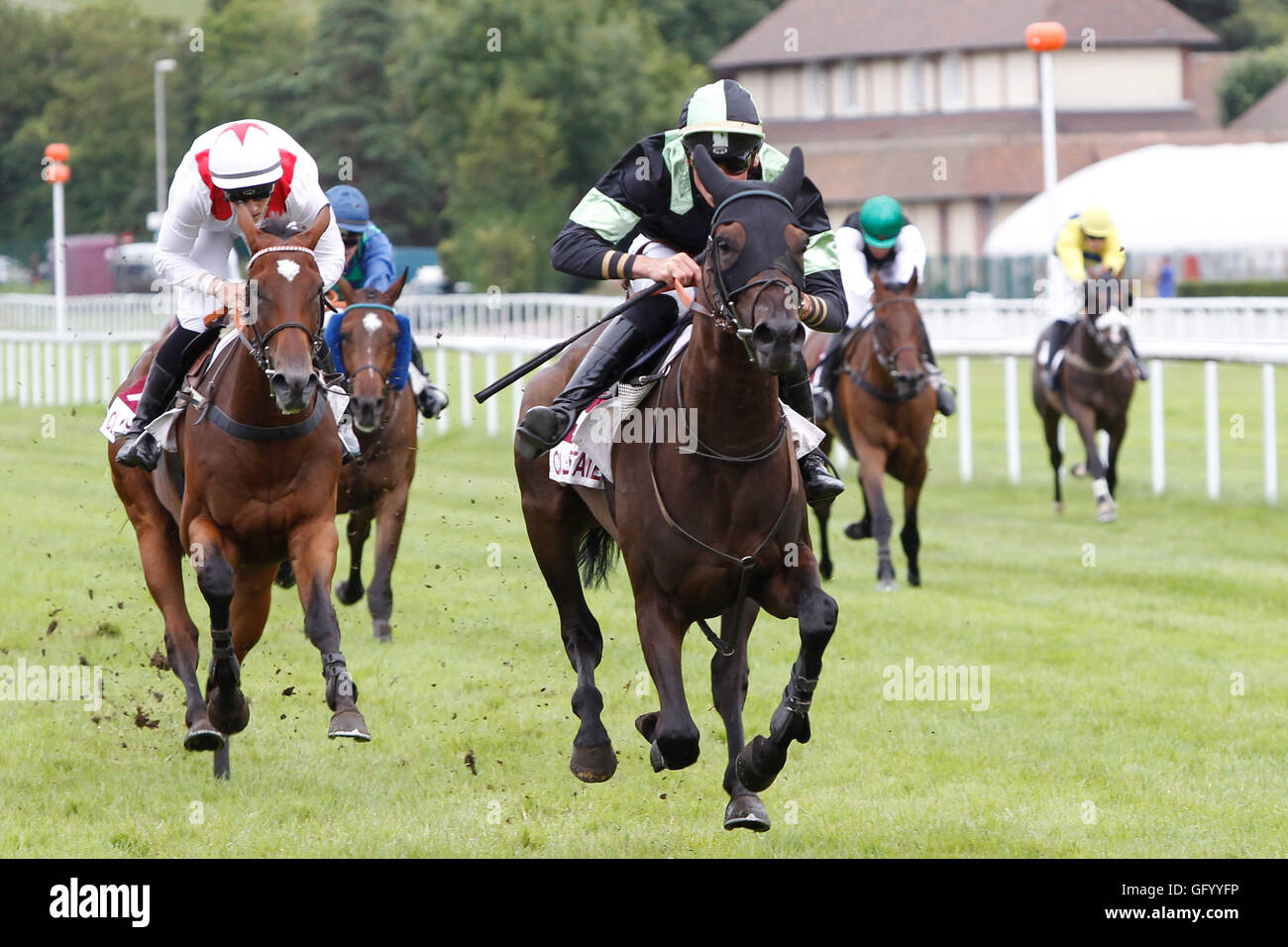 Clairefontaine-Deauville, Normandie, Frankreich. 1. August 2016. Prix de Héliotropes mit Lawrence Collins Reiten Baptiste Meme Credit: Action Plus Sport Bilder/Alamy Live News Stockfoto