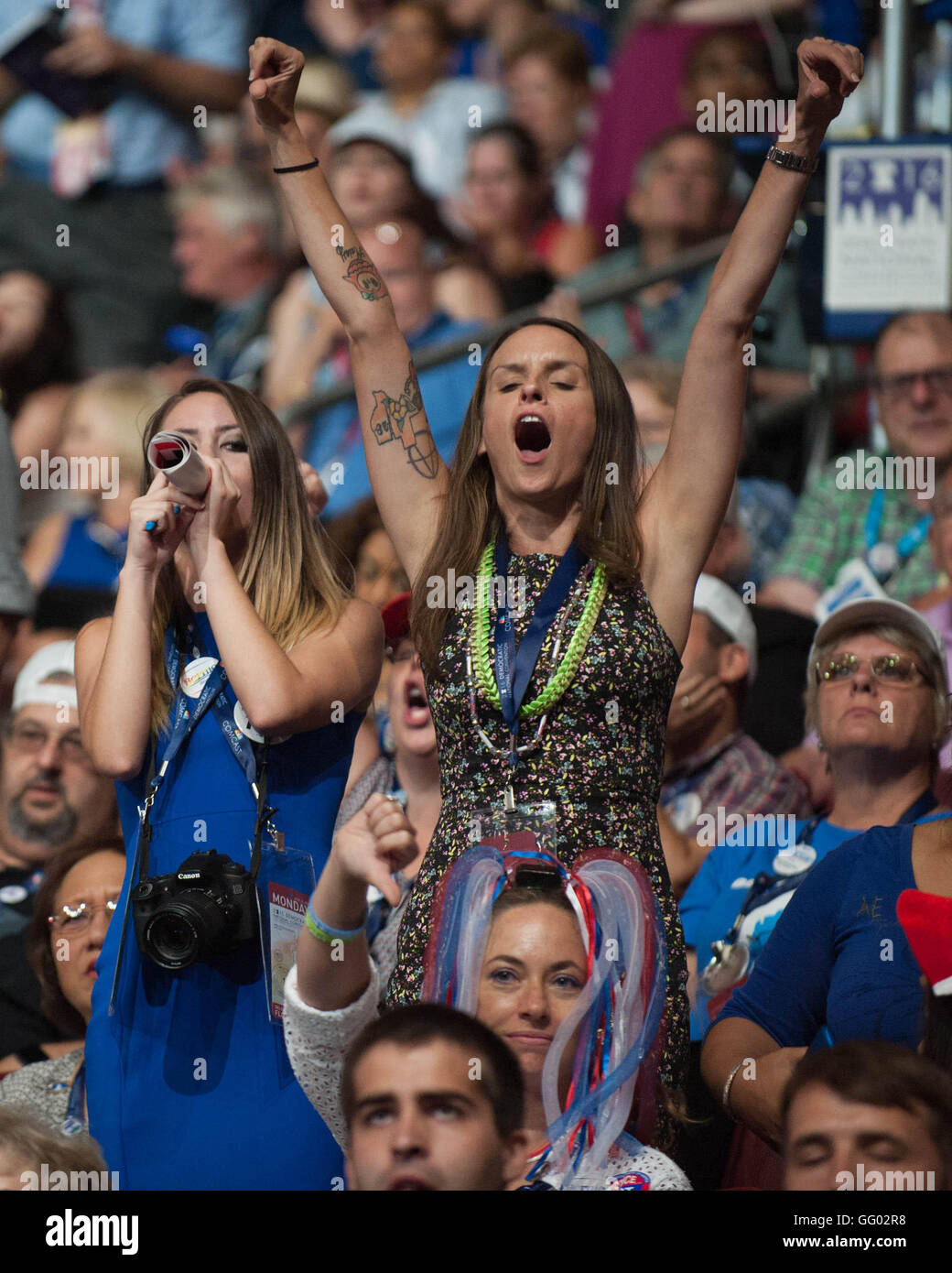 Bernie Sanders Delegierten boo Hillary Clinton Stockfoto