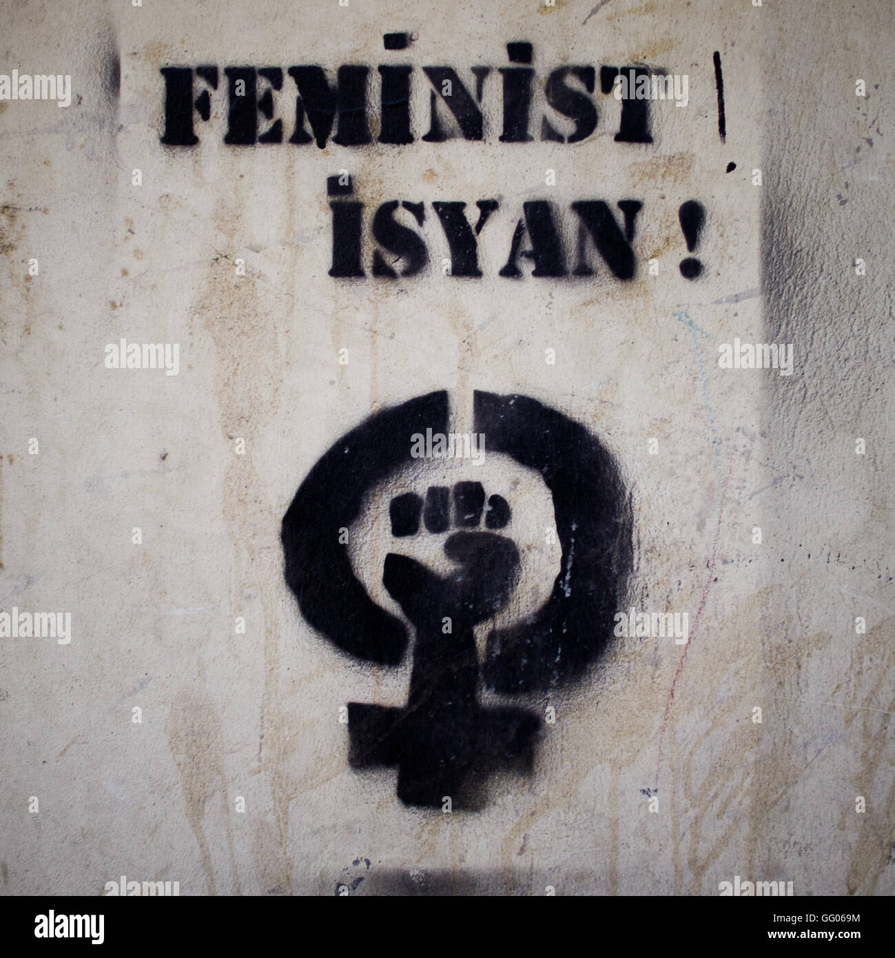 Istanbul, Türkei. 8. Juni 2013. Datei-Image - feministische Graffiti an den Wänden von den Straßen von Istanbul während der Proteste für Taksim Gezi-Park. Am Juni 2013 begann mehrere Proteste verteilt auf türkischem Gebiet gegen die Regierung von Recep Tayyip Erdogan, der Konflikt mit dem Plan der Regierung, die Gebäude im Bereich Gezi Park von Istanbul zu bauen. © Jordi Boixareu/ZUMA Draht/Alamy Live-Nachrichten Stockfoto