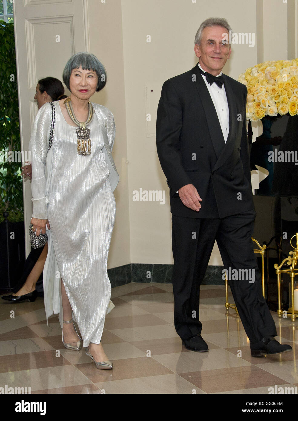 Washington District Of Columbia Usa 2 August 2016 Autor Amy Tan Und Louis Demattei Kommen Fur Die State Dinner Zu Ehren Premierminister Lee Hsien Loong Der Republik Singapur Im Weissen Haus In