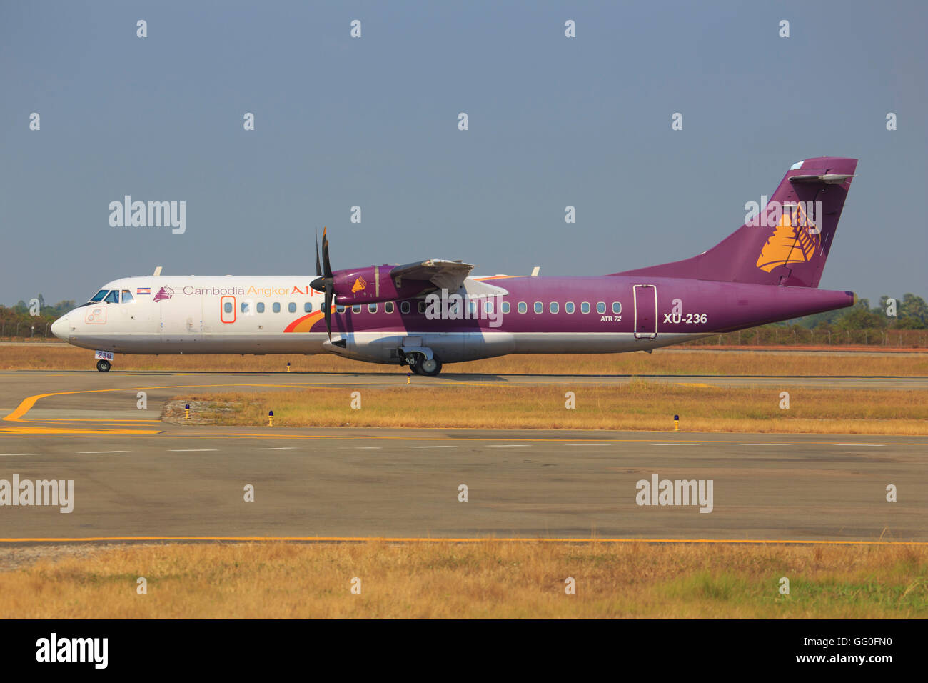 Seam Reap/Kambodscha 9. Februar 2015: ATR aus Kambodscha Angkor Luft an Naht ernten Flughafen. Stockfoto