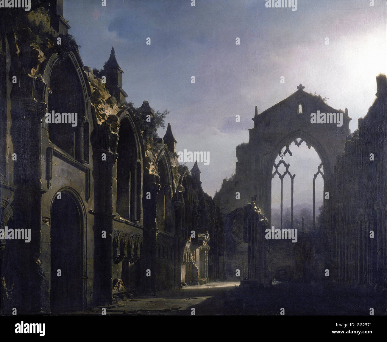 Louis Daguerre - die Ruinen von Holyrood Chapel Stockfoto