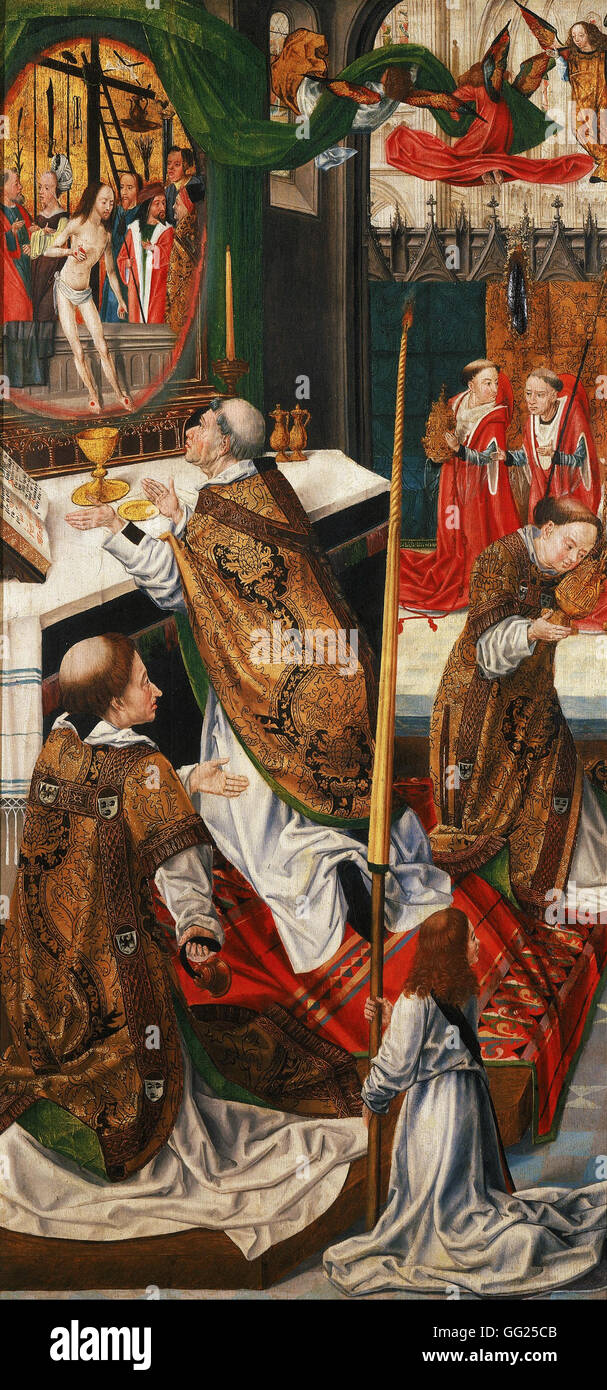 Meister des Aachener Altars - Triptychon mit Szenen aus der Passion Christi (Rückseite des linken Flügels) Stockfoto