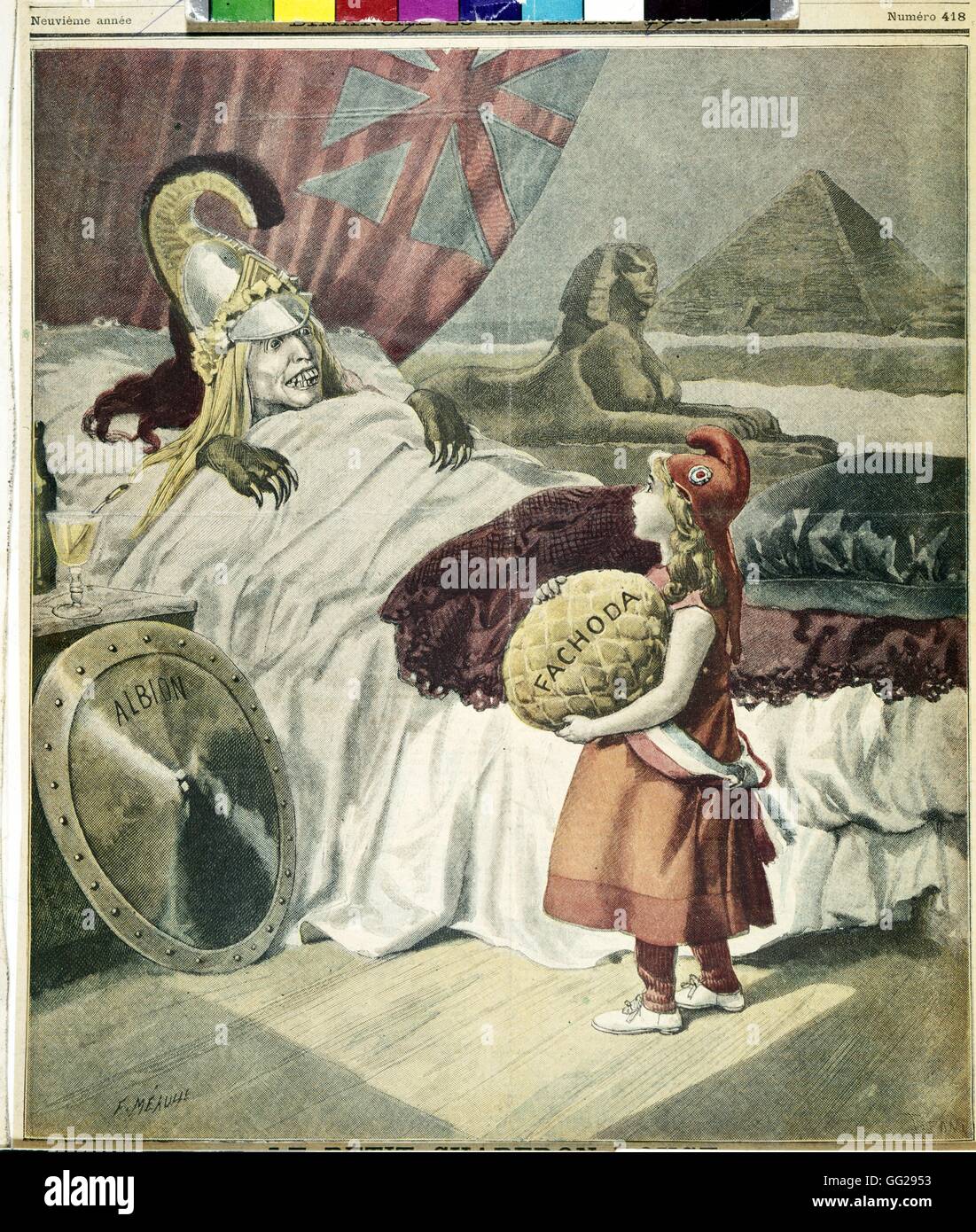 Cartoon gegen England zum Zeitpunkt des Vertrags von Fachoda (auf die Aufteilung der Kolonien) 1898 Frankreich - Kolonisation Stockfoto