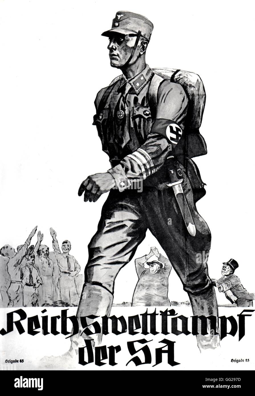 Propagandaplakat für die S.A. 1934 Deutschland Stockfoto