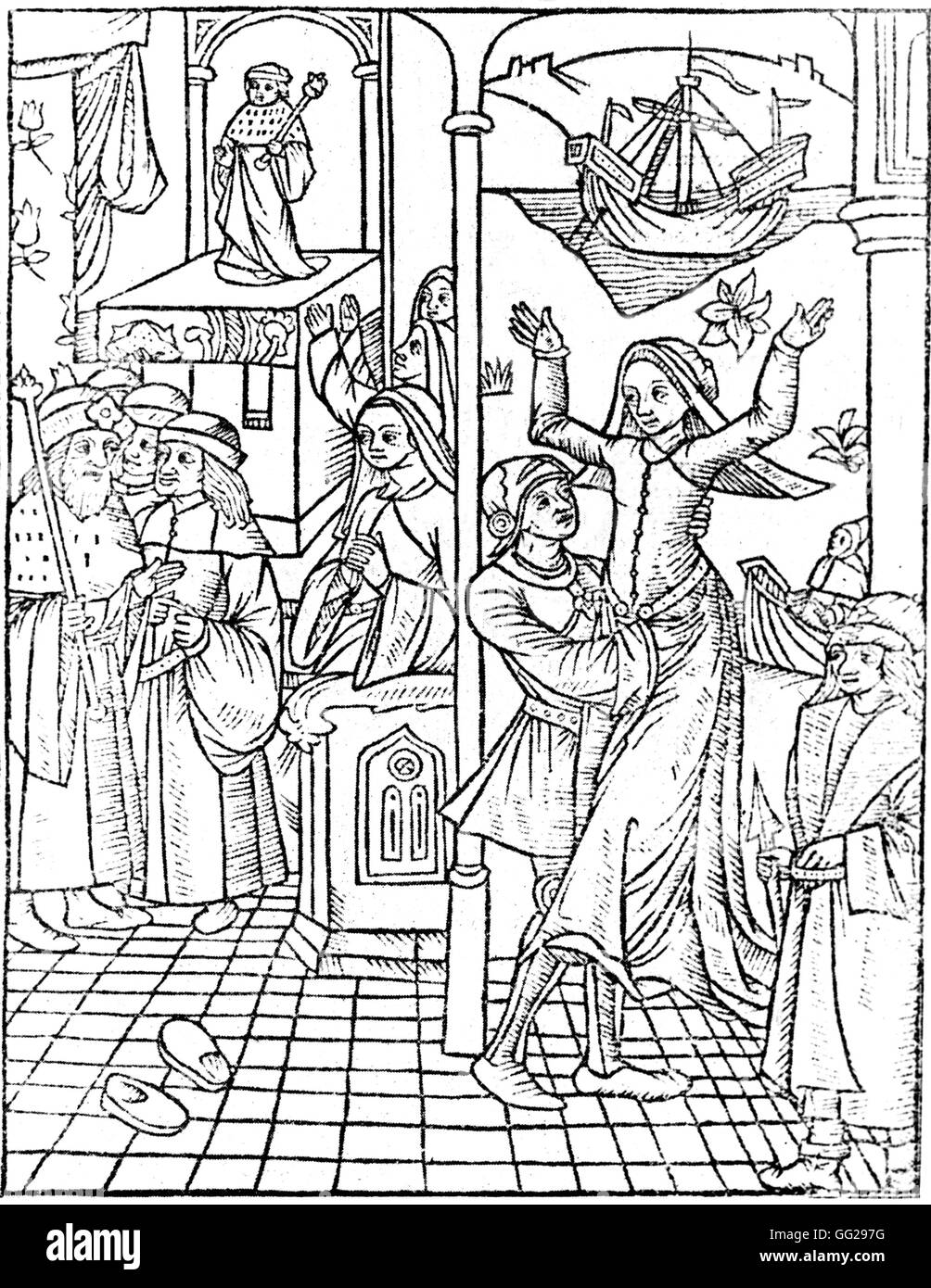 Paris entführt Helen 1512 Gravur Stockfoto
