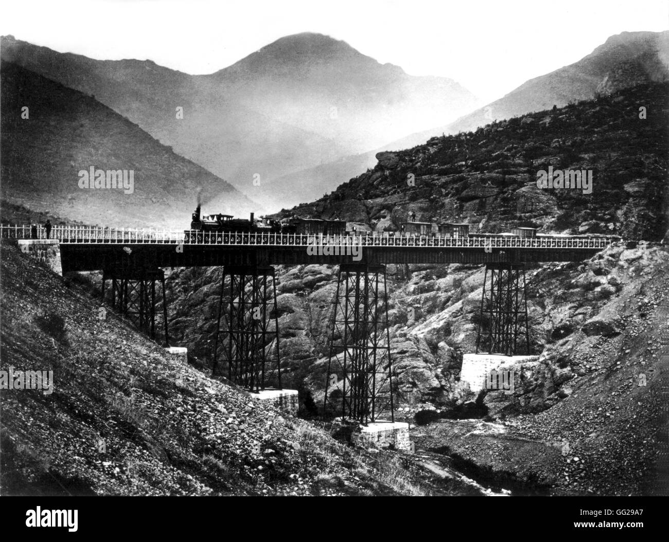 Eisenbahn zwischen Santiago und Valparaiso Chile um 1900 Stockfoto