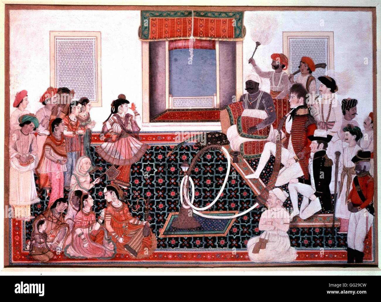 Indien. Ein indischer Prinz (Mahadaji Sindhia) setzen auf eine Show zu Ehren des englischen Vizekönigs in Delhi Ca. 1820 Indien London. Indische Büro Bibliothek Stockfoto