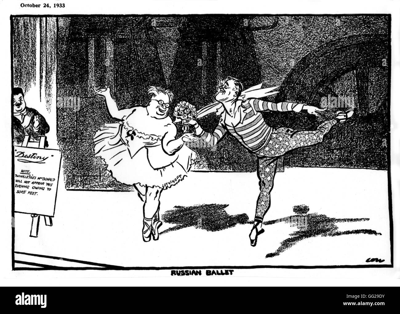 Satirische Cartoon gegen Roosevelt 1933 Vereinigten Staaten Stockfoto