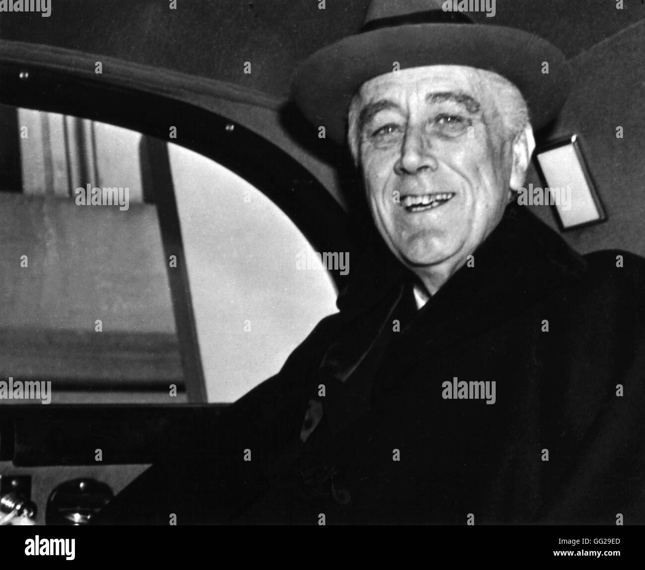 Roosevelt zurück von der Konferenz von Jalta (Krim).  März 1945 Vereinigte Staaten - zweiter Weltkrieg Stockfoto