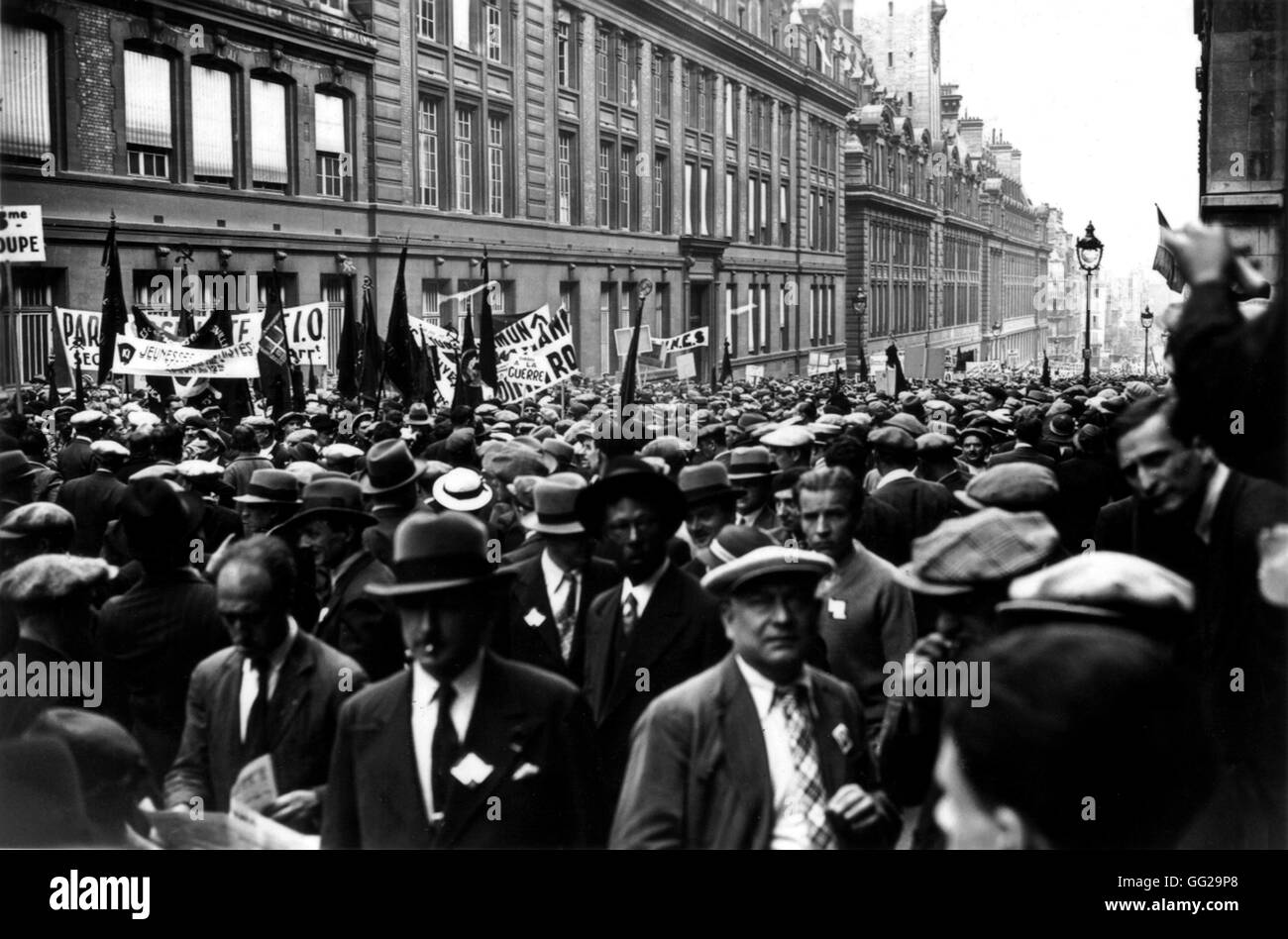 Unruhen in Paris, Demonstration der linken politischen Parteien Frankreich Februar 1934 Stockfoto