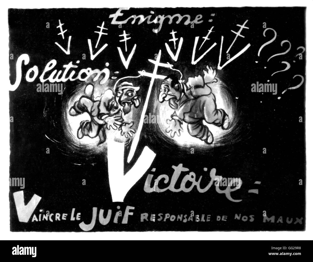 Antisemitismus-Graffiti aus dem Résistance-Bewegung Periode 1940 - 1944 Frankreich, zweiten Weltkrieg Krieg Stockfoto