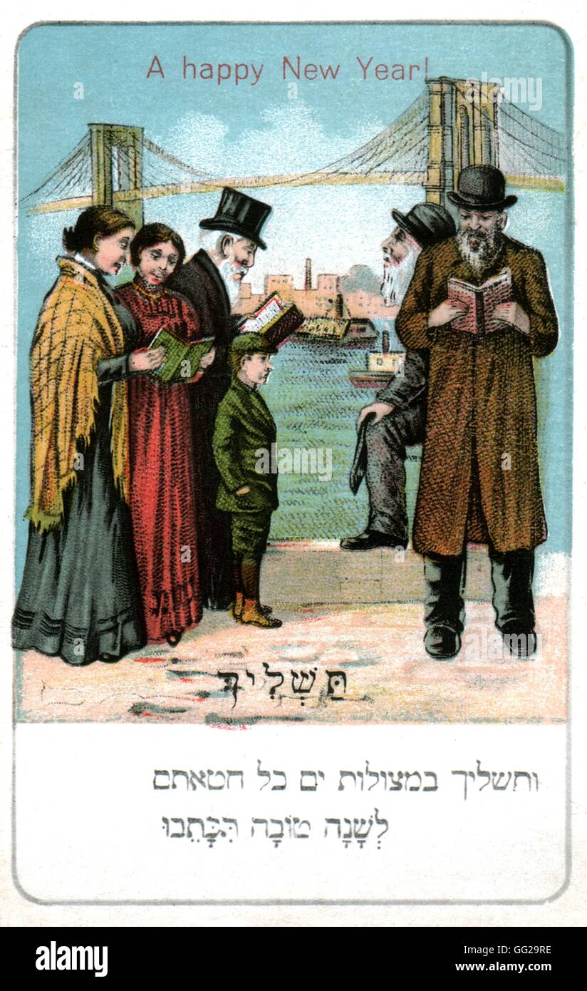Postkarte von deutschen Juden für ihre jüdischen Freunde von New York für Silvester Eve Early 20th Century Deutschland gemacht Stockfoto
