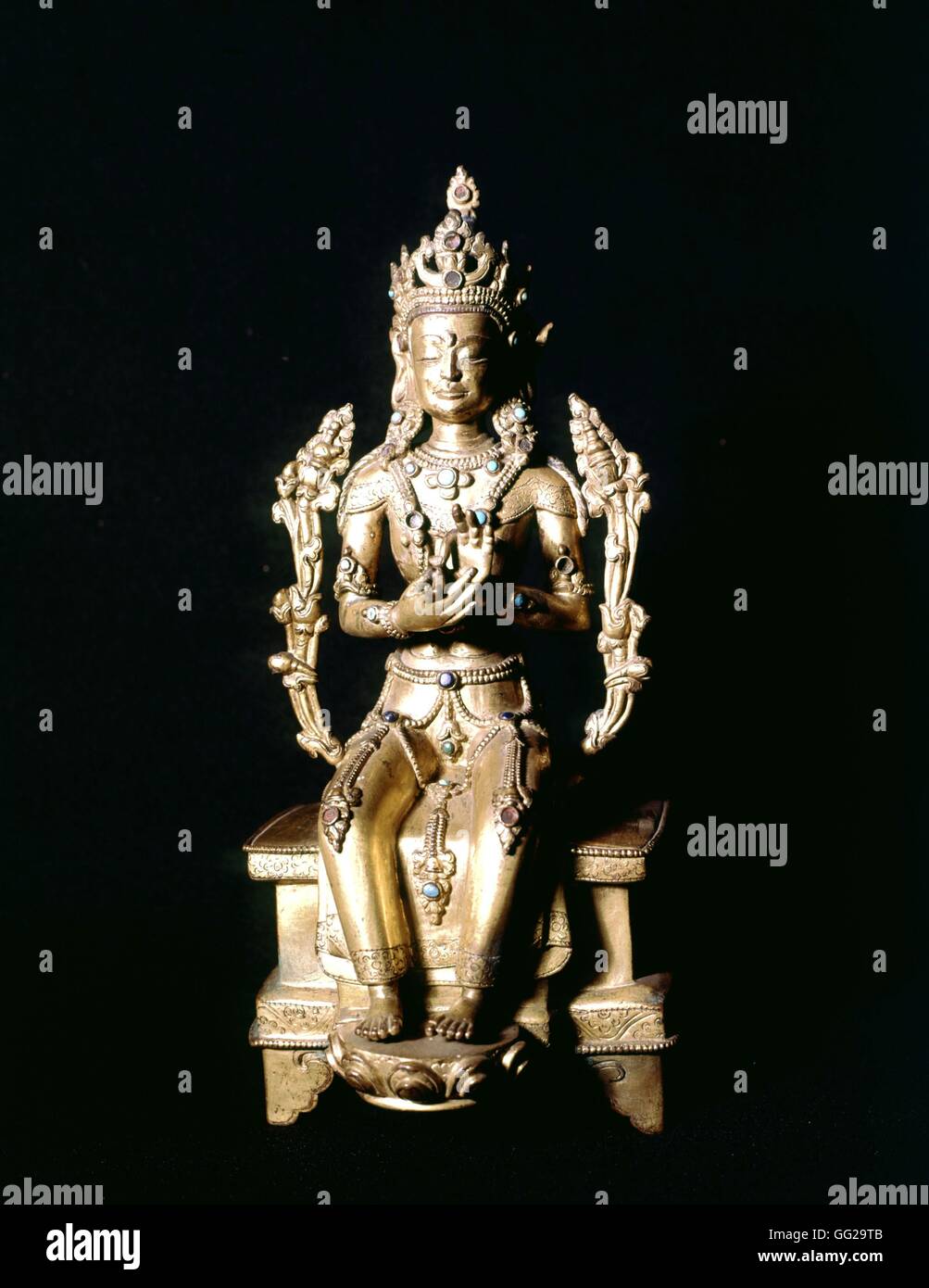 Bronze von der zukünftigen Boudha Maitreya des 18. Jahrhunderts Tibet Paris Musée Guimet Stockfoto