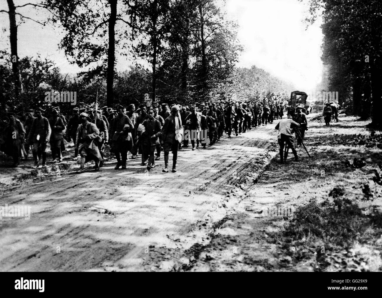 Ersten Konvois von deutschen Kriegsgefangenen während des 18. und 19. Juli 1918 offensive 1918 Frankreich, Weltkrieg Stockfoto