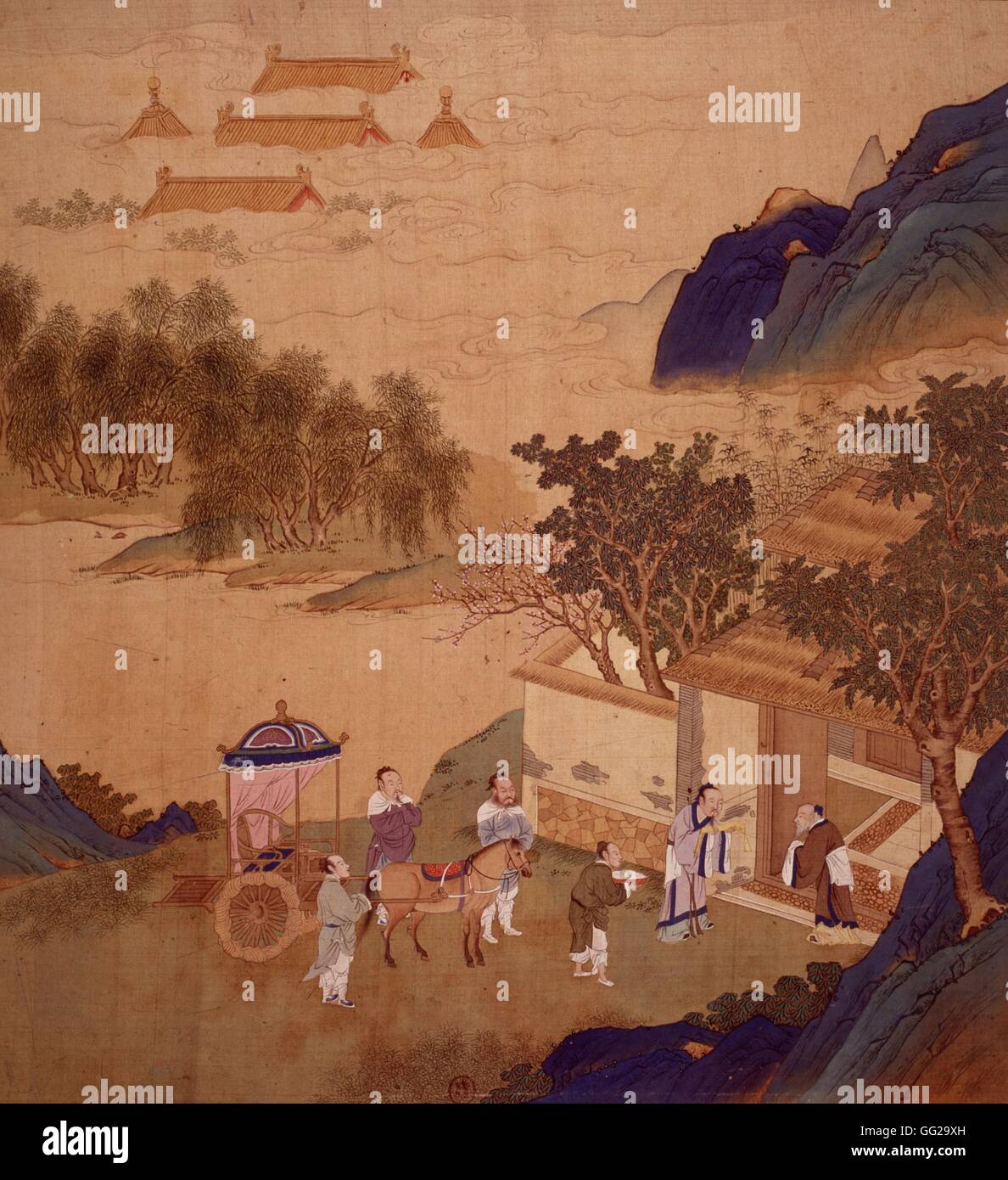 Chinesischer anonyme Malerei Alltag der chinesischen Kaiser Outi aus der Han-Dynastie (206 v. Chr.) die Männer der mochte Buchstaben aus dem 17. / 18. Jahrhundert China Stockfoto