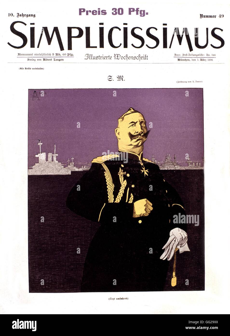 Karikatur von "Simplicissimus" Wilhelm II. von Deutschland 1905 Stockfoto