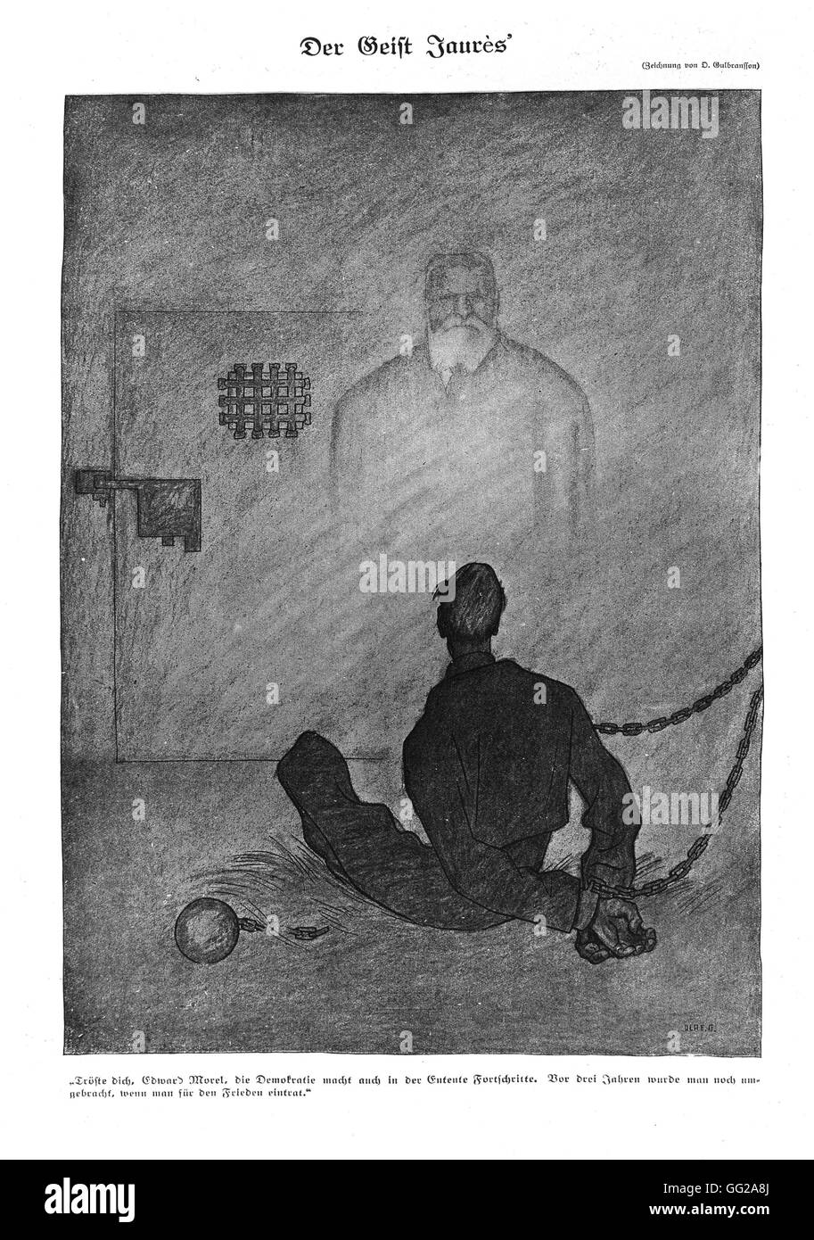 Karikatur von Gulbransson: das Phantom von Jean Jaurès 1917 Deutschland - Weltkrieg Stockfoto