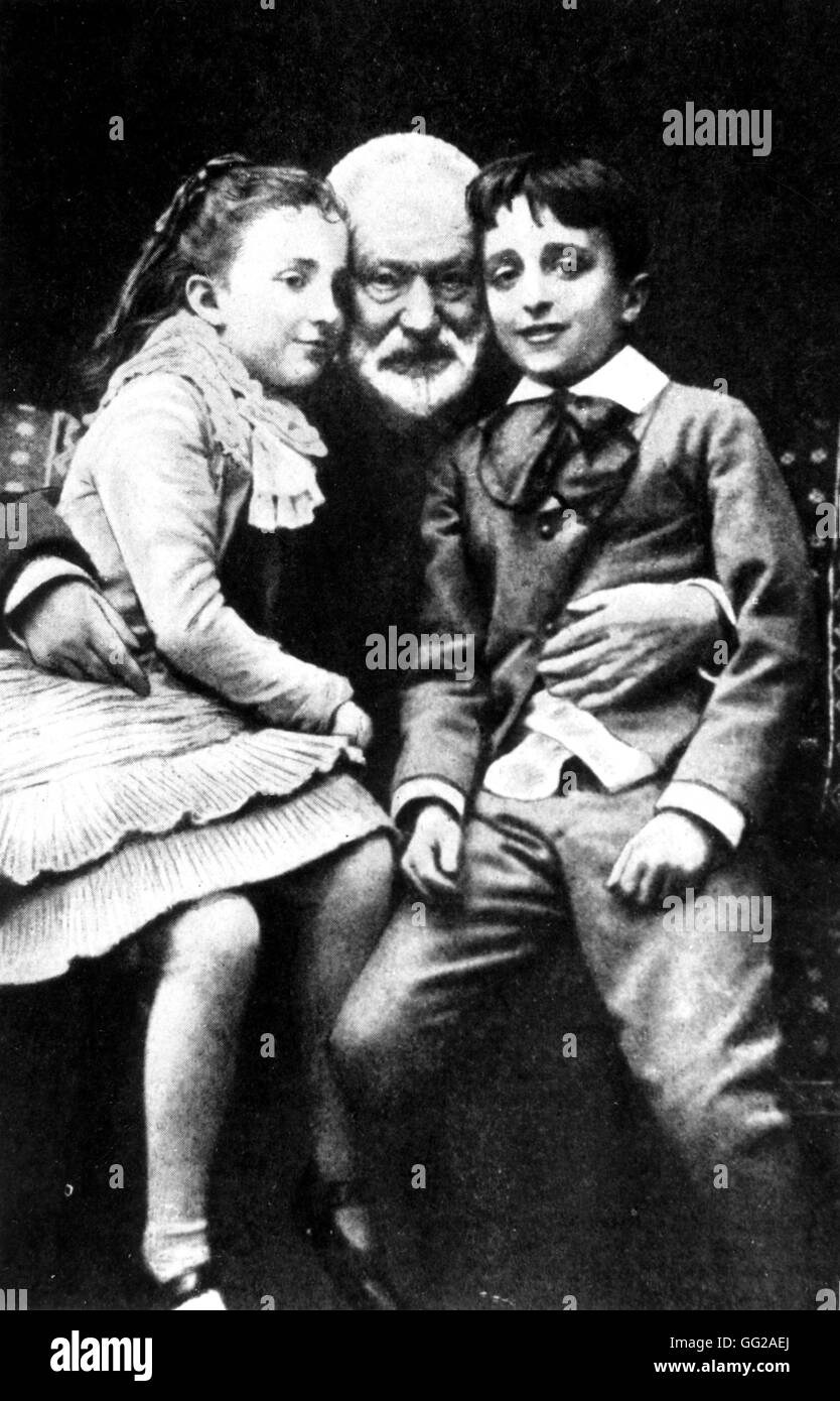 Victor Hugo (1802-1885) und sein Enkel 19ème Frankreich Stockfoto
