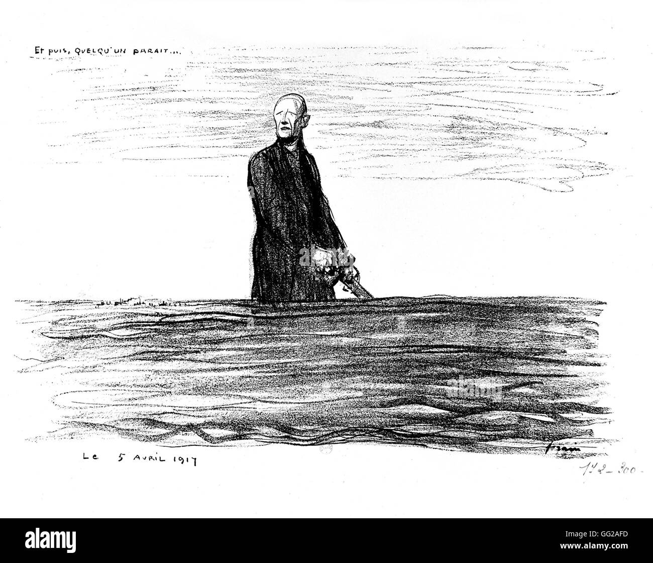 Karikatur von Jean-Louis Forains (1852-1931). "Und dann erscheint jemand..." 5. April 1917 Frankreich - Weltkrieg Paris. Nationalbibliothek Stockfoto