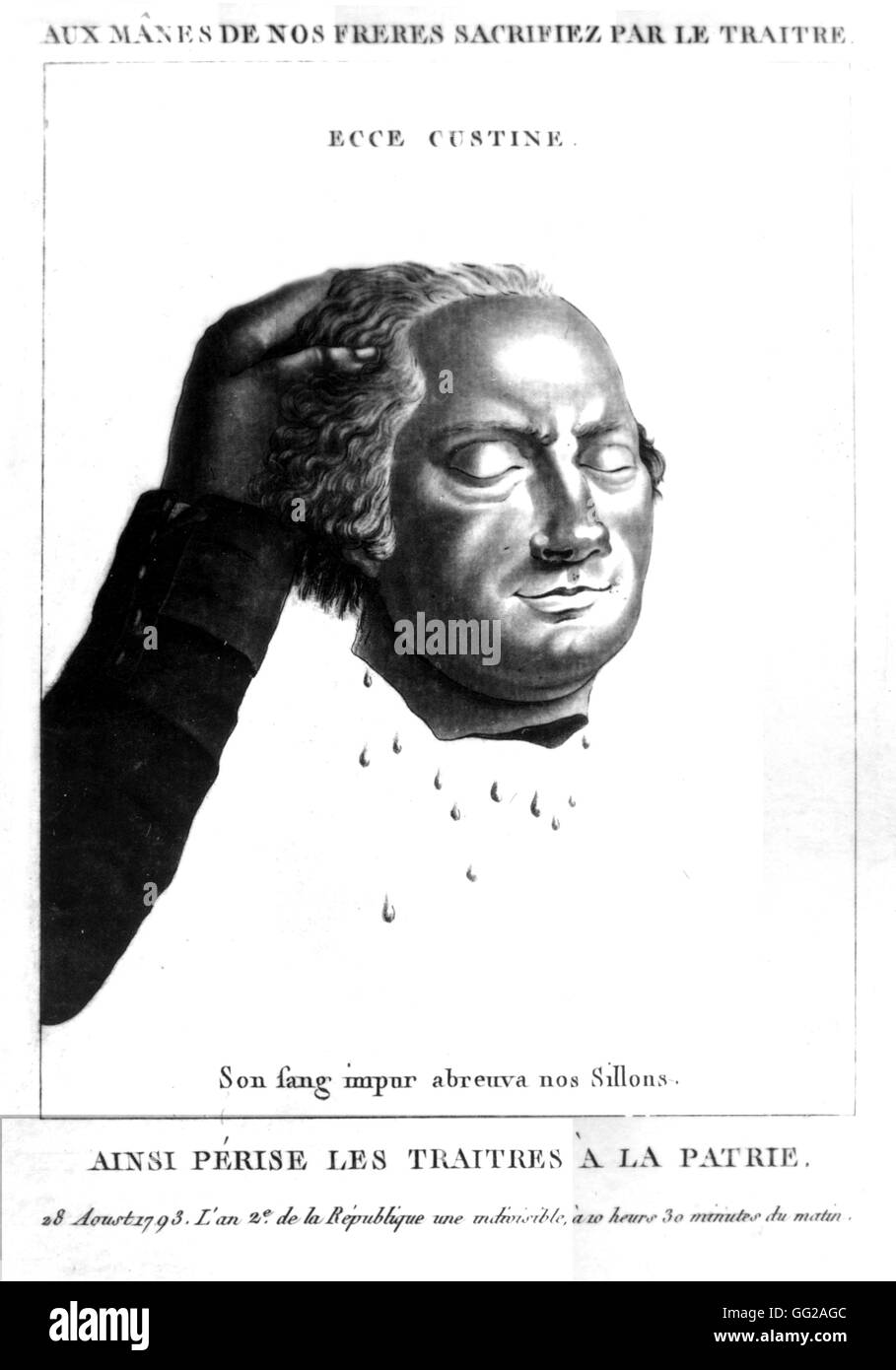 ECCE Custine guillotiniert 1794 Frankreich - französische Revolution von 1789 Paris. Carnavalet-Museum Stockfoto