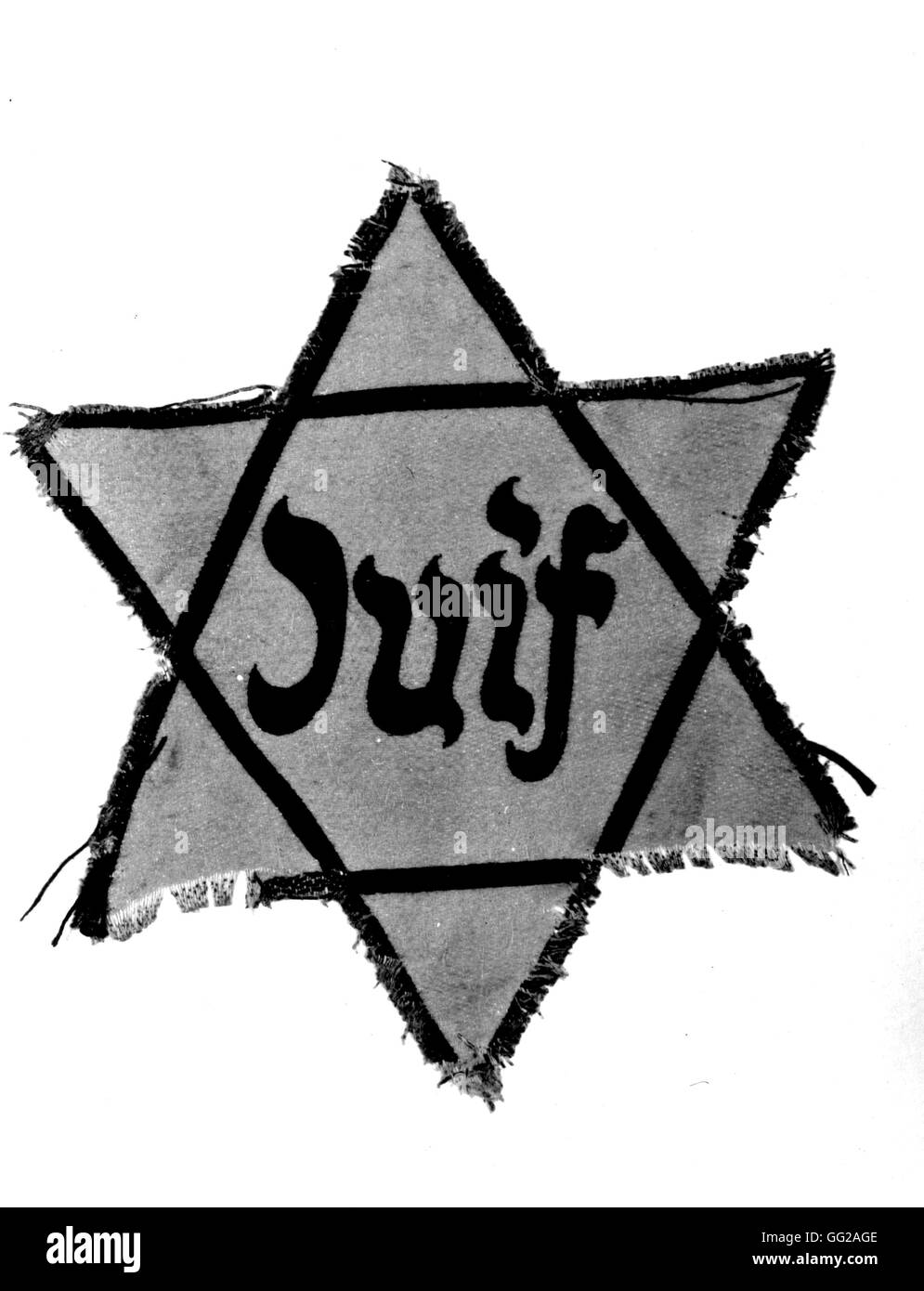 Der gelbe Stern, dass Juden 1942 Frankreich - Weltkrieg Paris tragen mussten. Nationalbibliothek Stockfoto