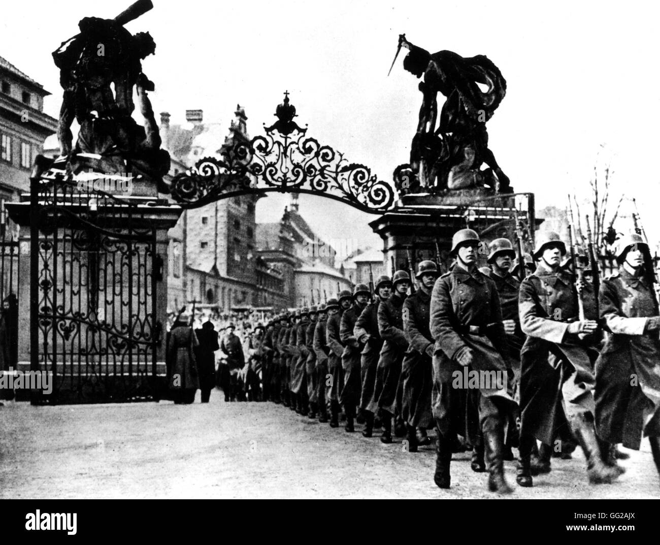 Annexion der Tschechoslowakei nach Deutschland. Deutsche Truppen in der