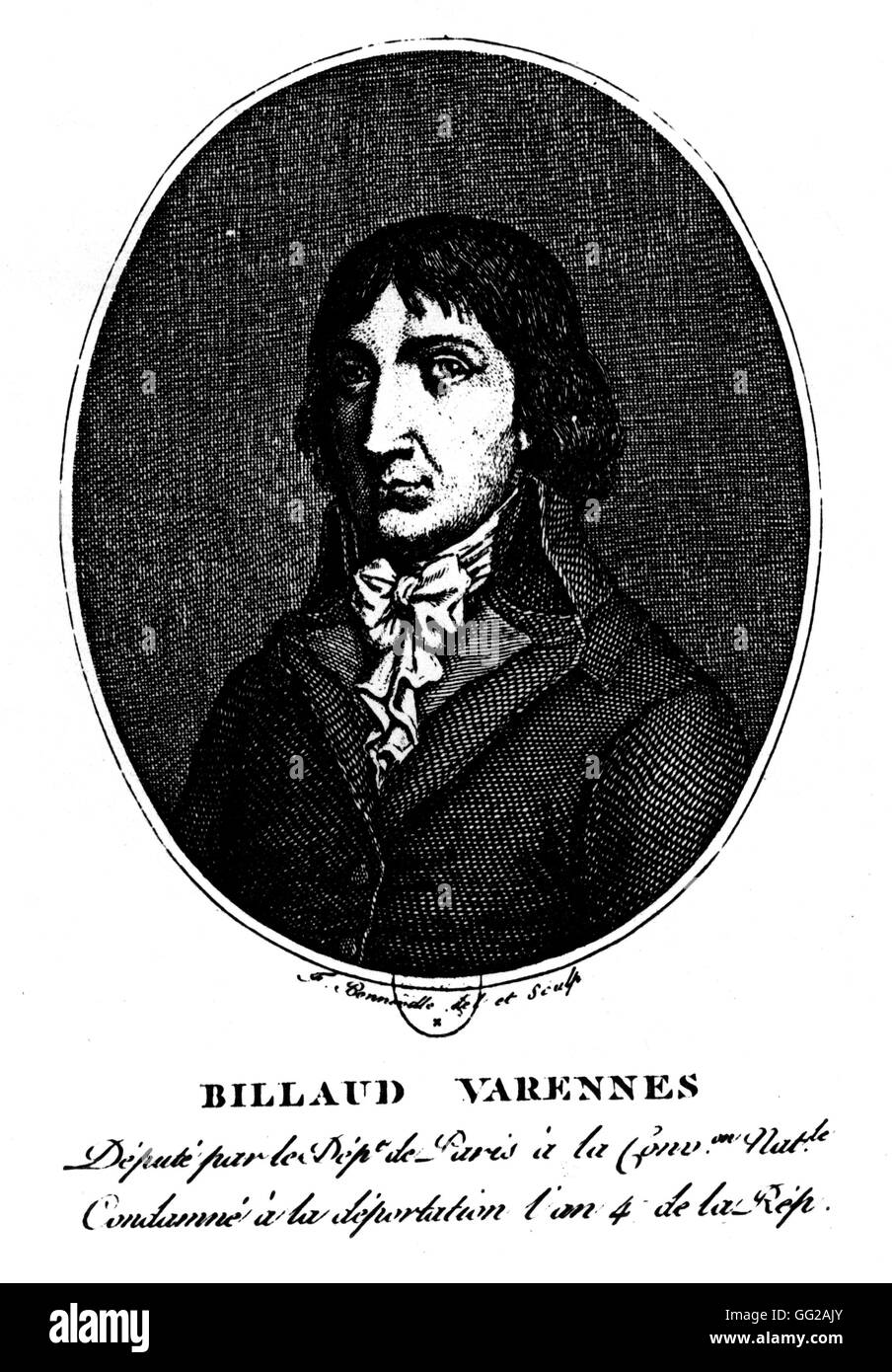 Porträt von Billaud Varennes, stellvertretender 18. Frankreich - Revolution von 1789 Paris. Nationalbibliothek Stockfoto