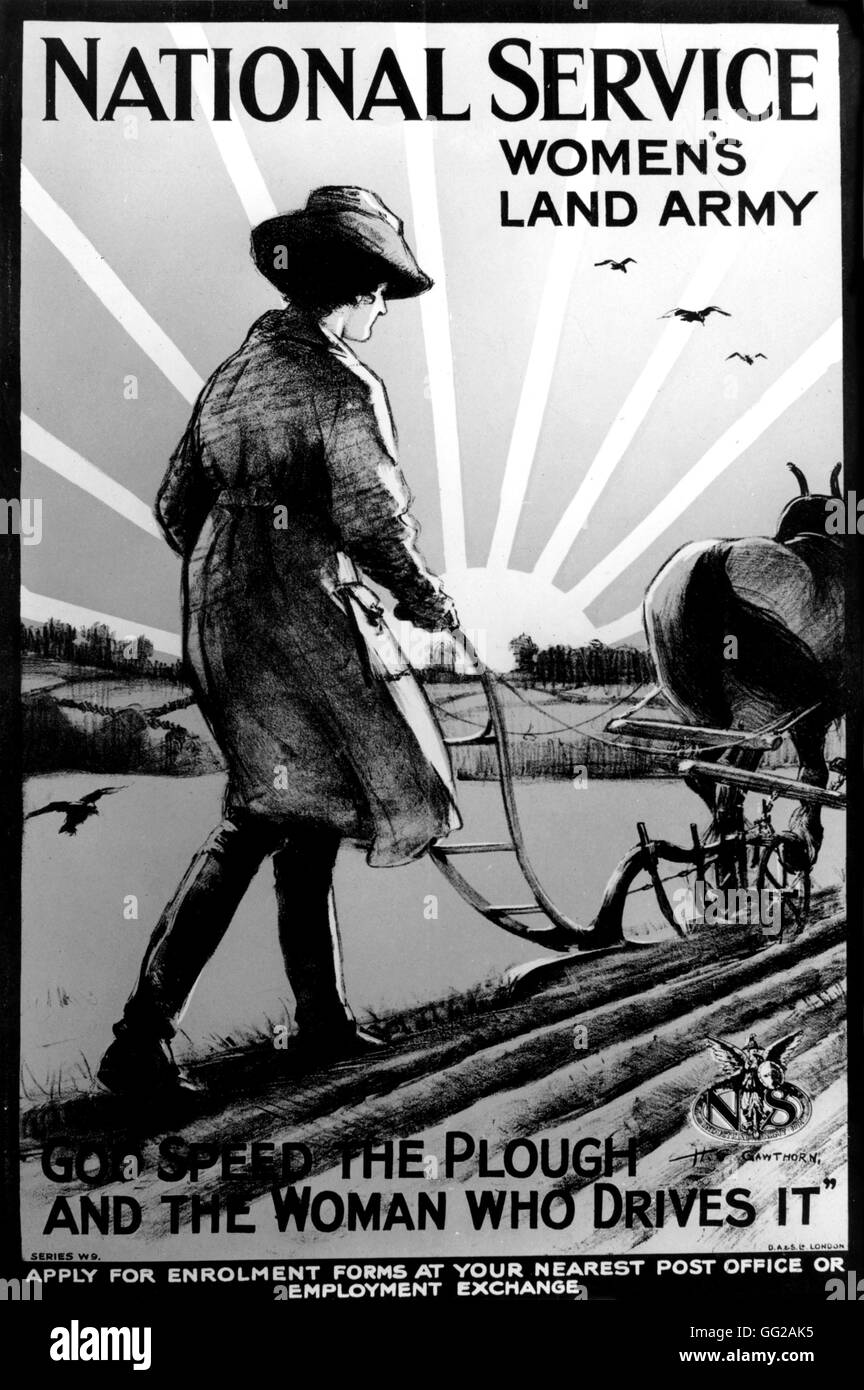 Plakat fordert Frau Wehrdienst 1917 England - Weltkrieg beitreten Stockfoto