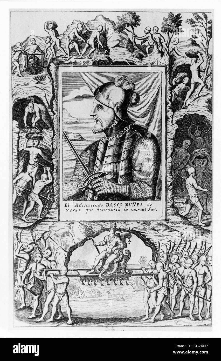 Porträt des Admirals Basco Nunez, die bis zur Eroberung von Indien aus dem 16. Jahrhundert Amerika teilgenommen haben Stockfoto