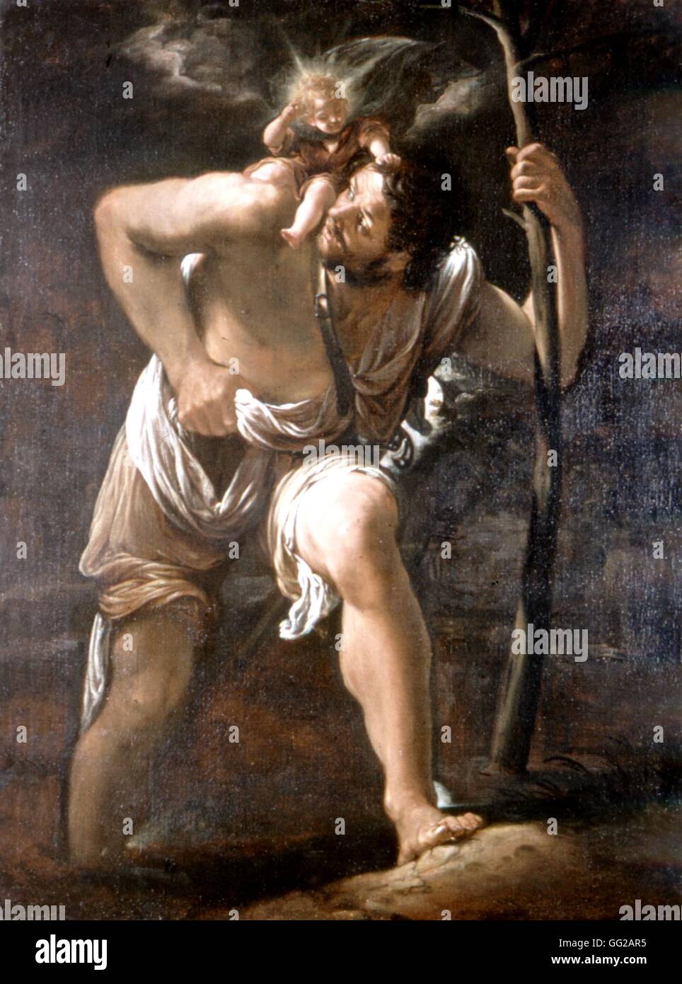 Orazio Borgianni italienischen Schule Saint Christopher Carrying Säugling Christus c.1615 Öl auf Leinwand (104 x 78 cm) Edinburg, National Gallery of Scotland Stockfoto